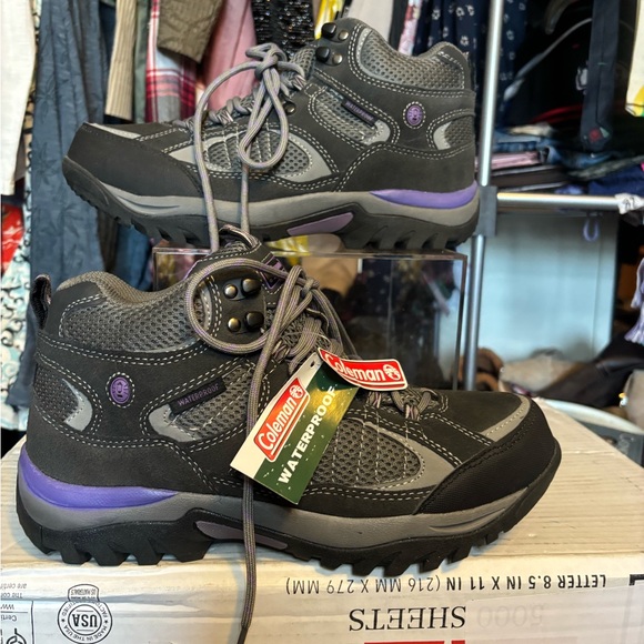 Coleman Black and Purple Waterproof Hiking Boots - Picture 1 of 6